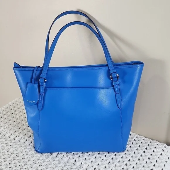 Coach large royal blue tote women hand bag - Picture 3 of 12